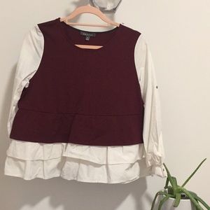 Gracia long sleeve ruffle peplum blouse size M